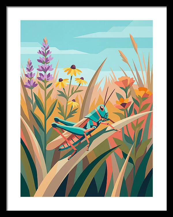 Grasshopper Among Vibrant Flora