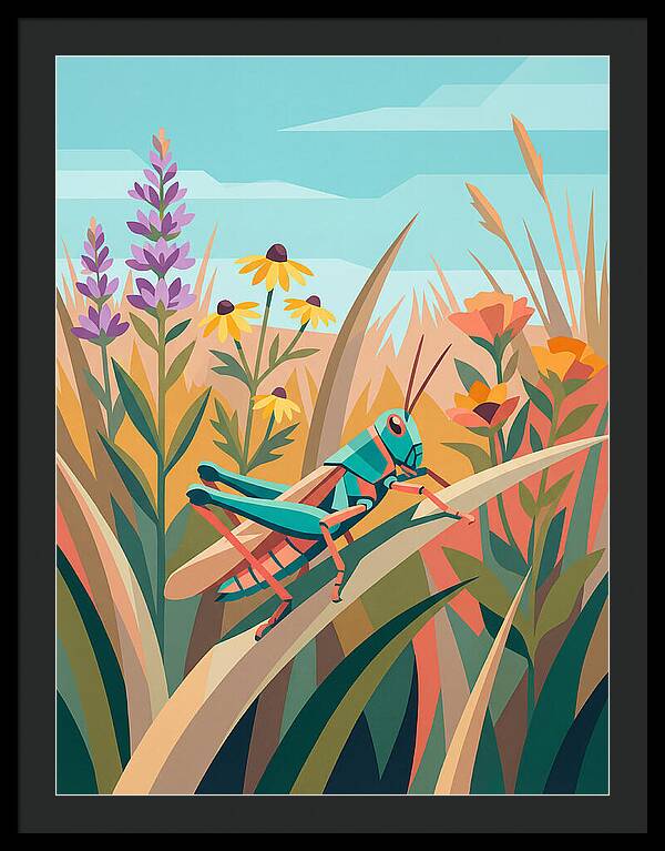 Grasshopper Among Vibrant Flora