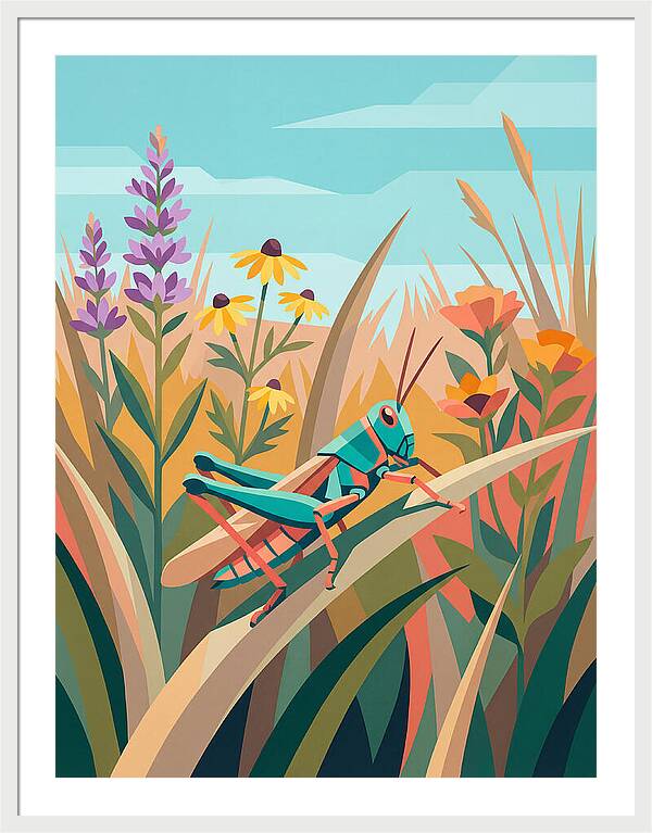 Grasshopper Among Vibrant Flora