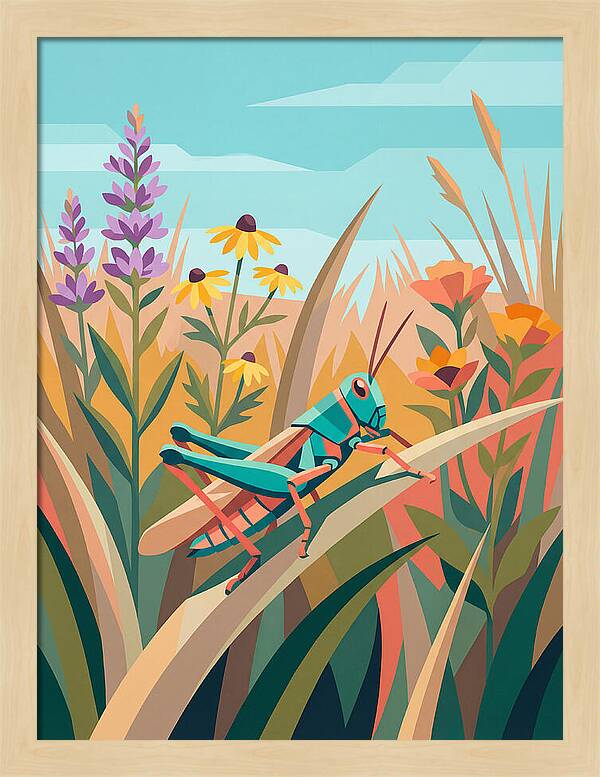 Grasshopper Among Vibrant Flora