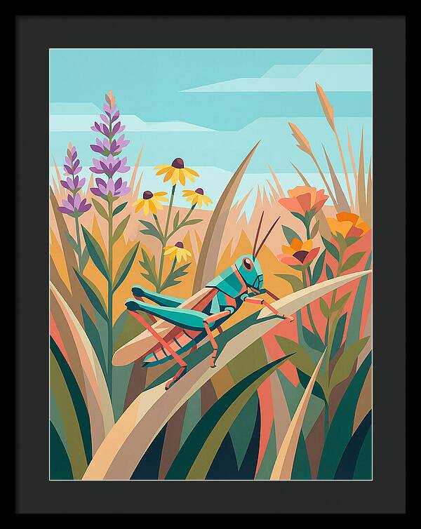 Grasshopper Among Vibrant Flora
