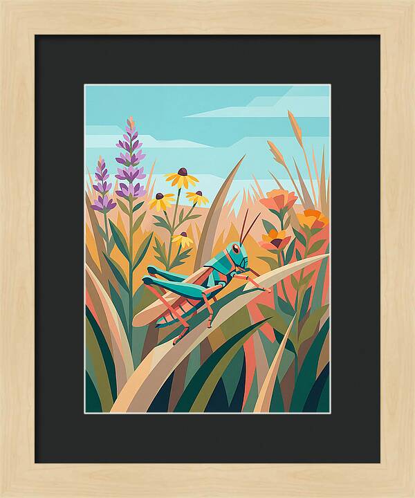 Grasshopper Among Vibrant Flora