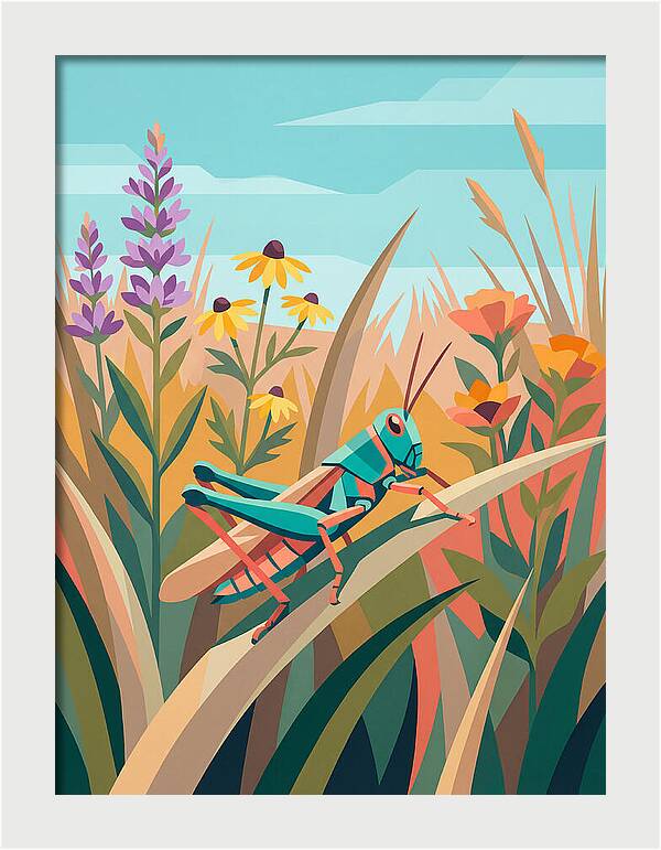 Grasshopper Among Vibrant Flora