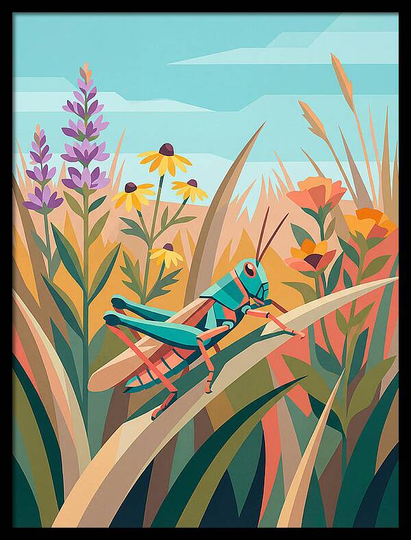 Grasshopper Among Vibrant Flora