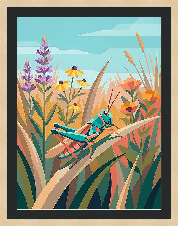 Grasshopper Among Vibrant Flora