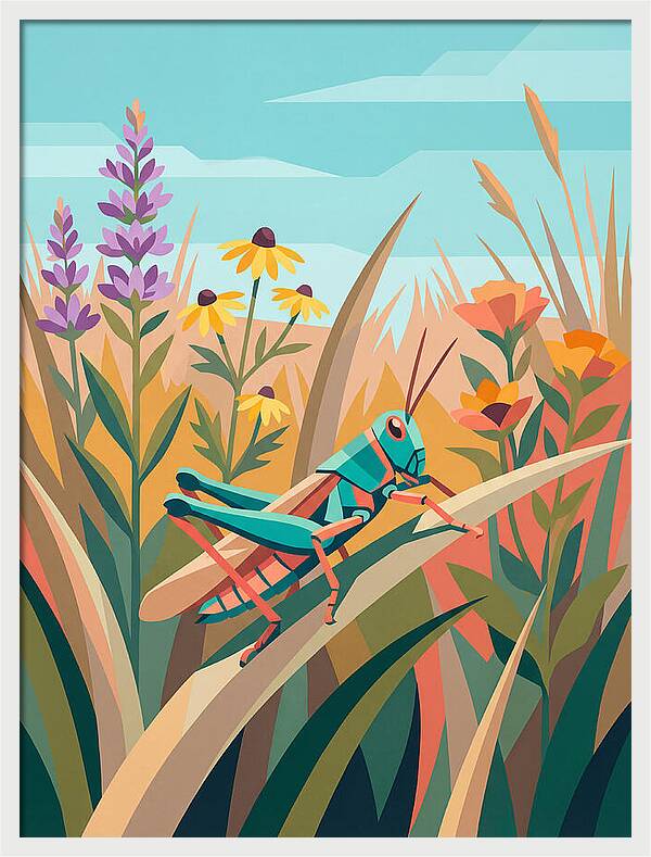 Grasshopper Among Vibrant Flora