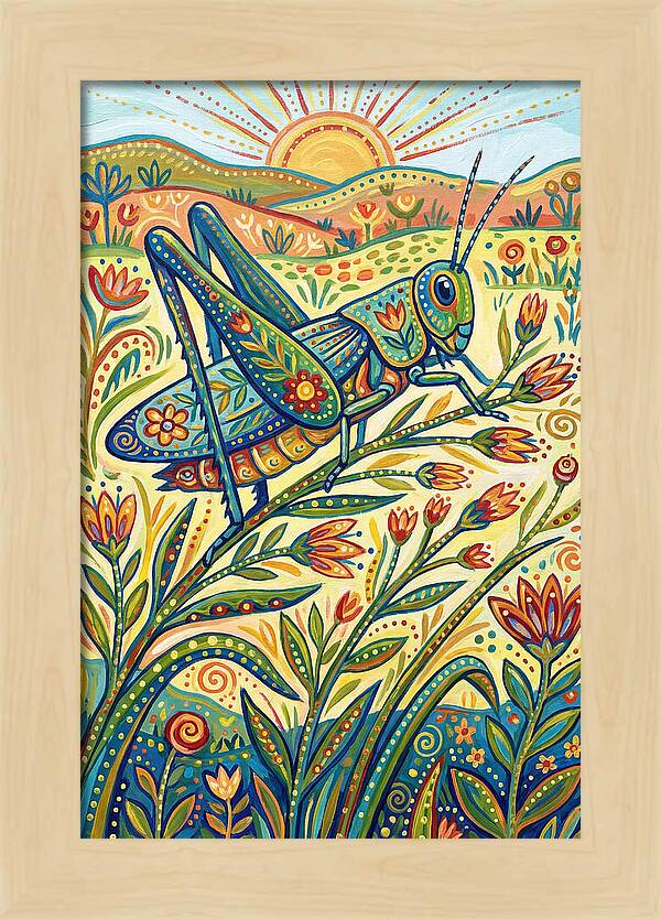 Grasshopper In Vibrant Fields
