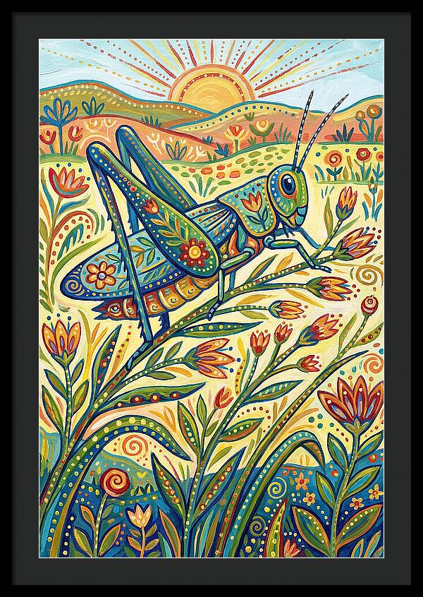 Grasshopper In Vibrant Fields