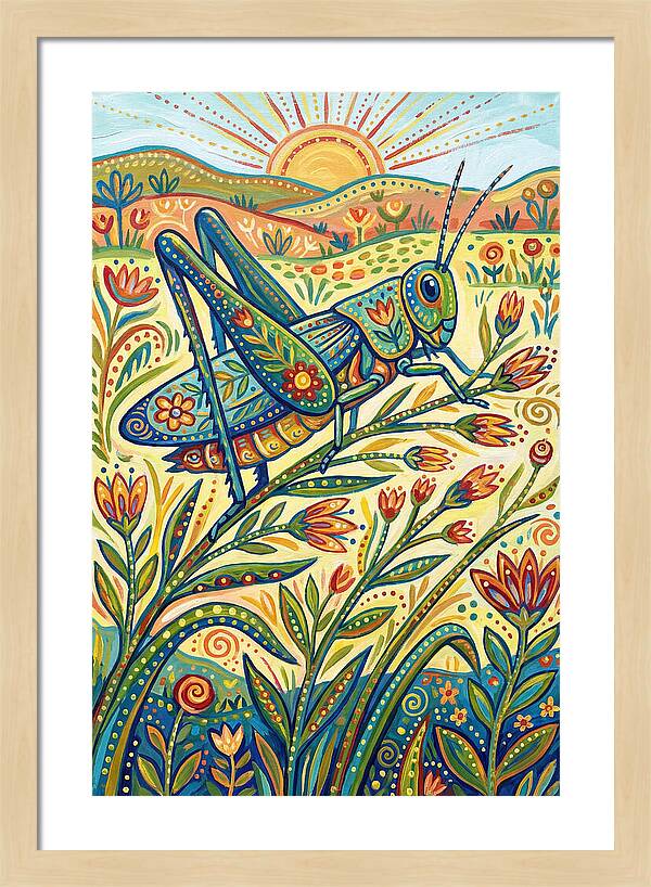 Grasshopper In Vibrant Fields