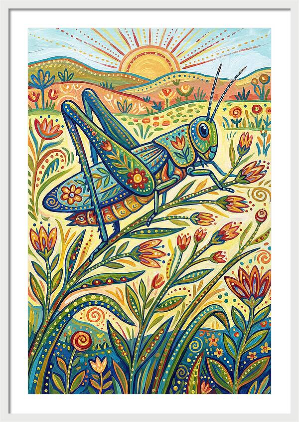 Grasshopper In Vibrant Fields