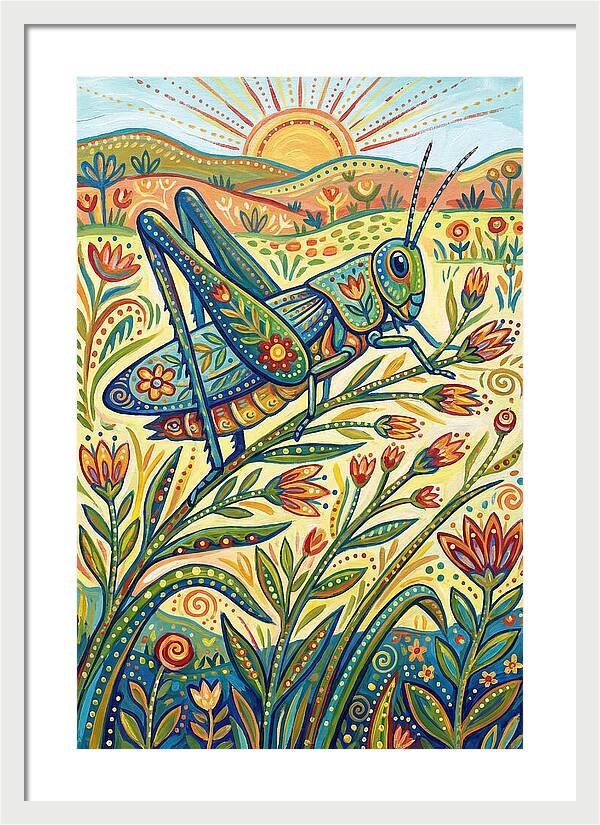 Grasshopper In Vibrant Fields
