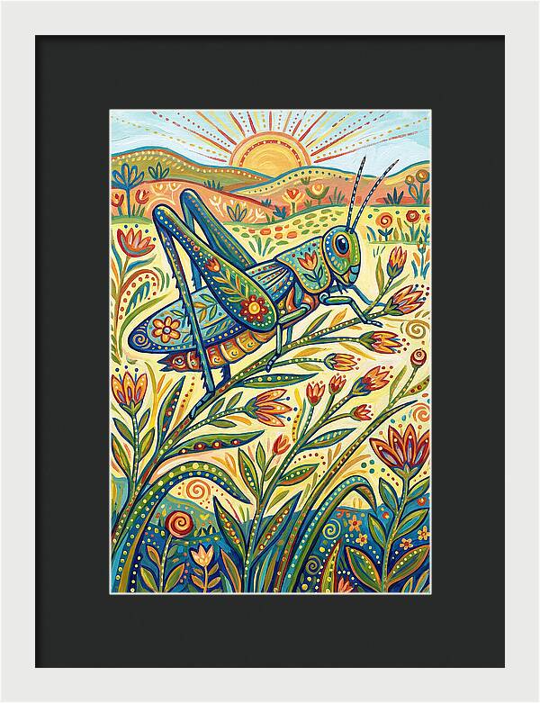Grasshopper In Vibrant Fields