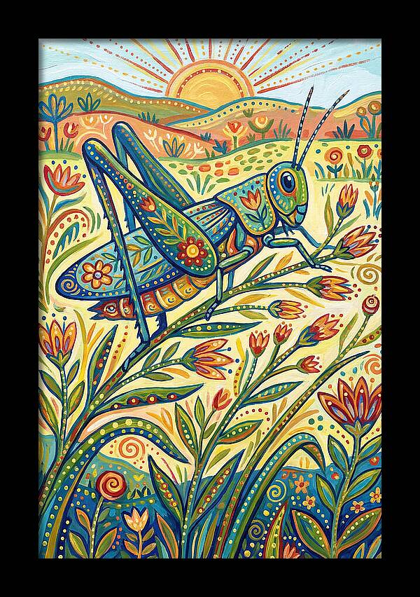 Grasshopper In Vibrant Fields