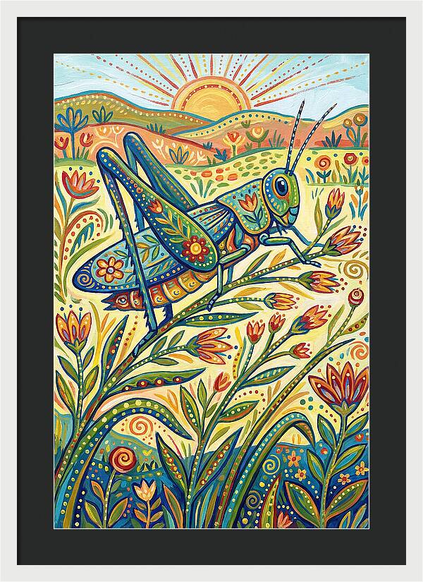 Grasshopper In Vibrant Fields