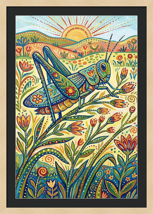 Grasshopper In Vibrant Fields