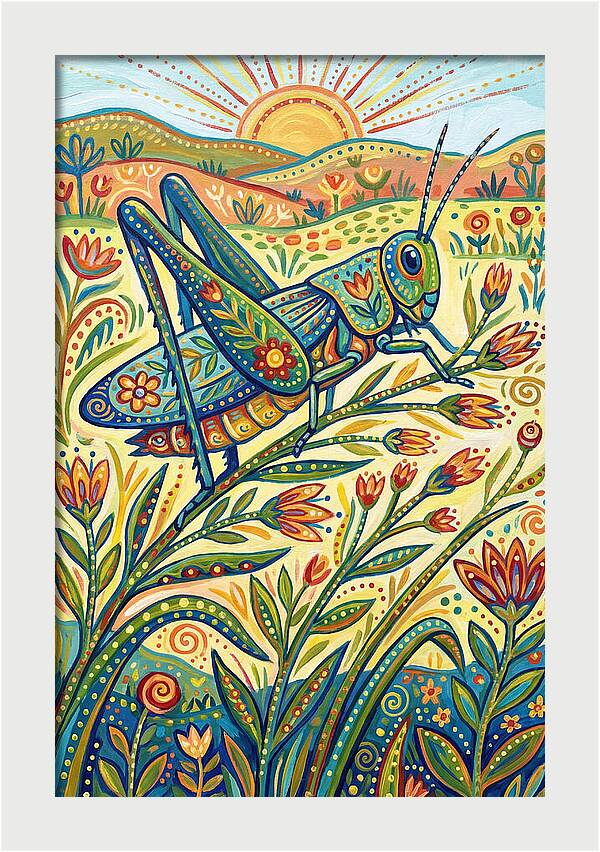 Grasshopper In Vibrant Fields