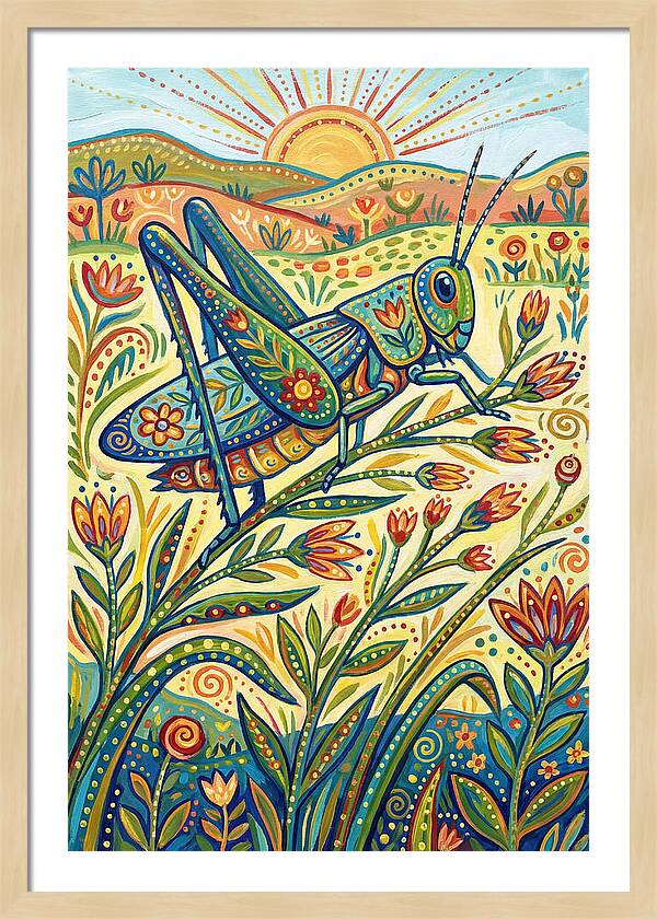 Grasshopper In Vibrant Fields