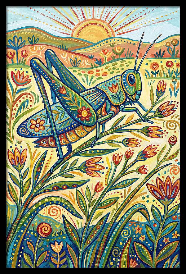 Grasshopper In Vibrant Fields