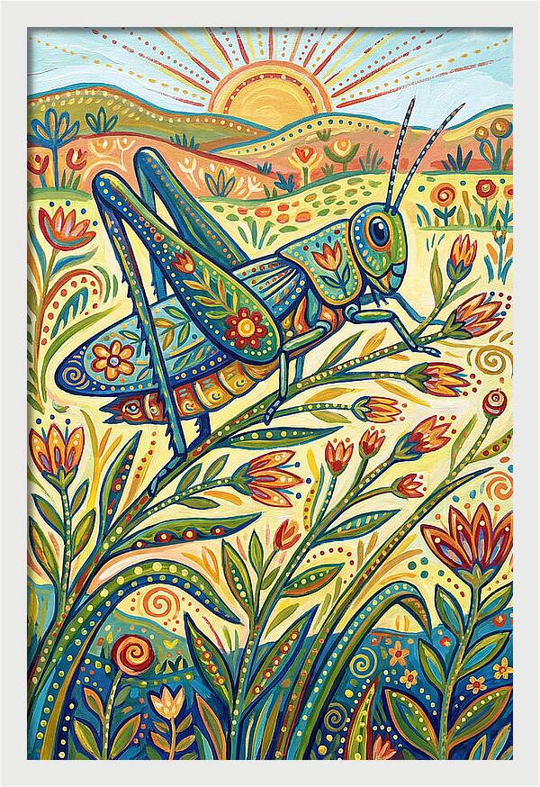 Grasshopper In Vibrant Fields