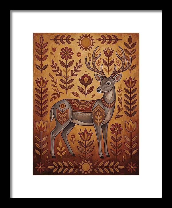 Gray Brocket In Folk Art Style