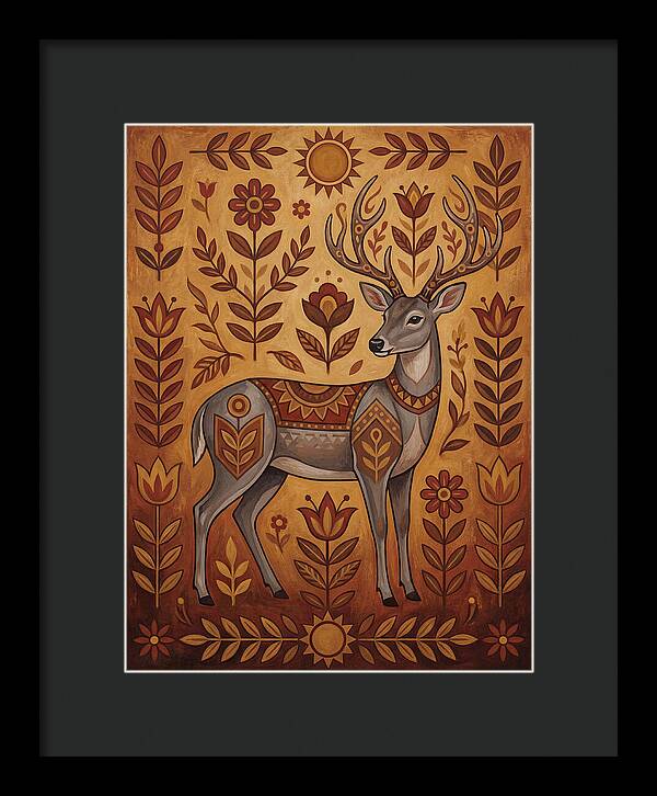 Gray Brocket In Folk Art Style