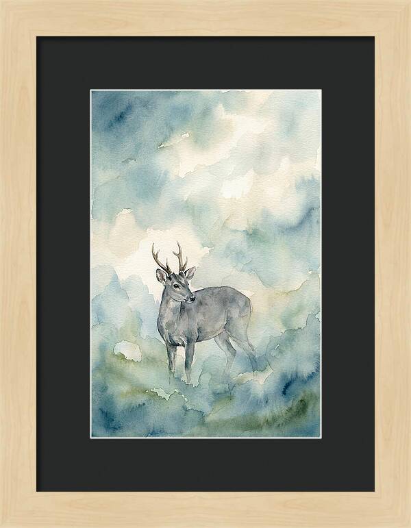 Gray Brocket In Misty Landscape