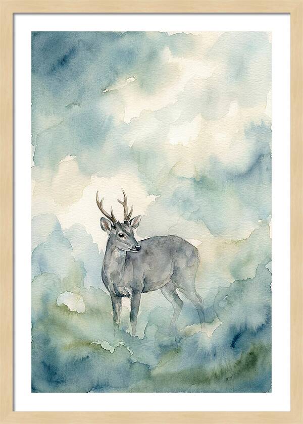 Gray Brocket In Misty Landscape