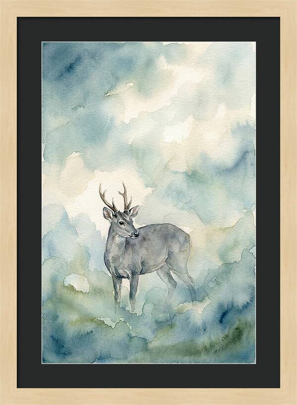 Gray Brocket In Misty Landscape