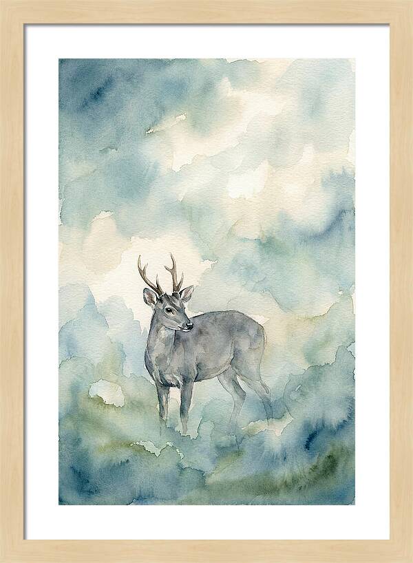 Gray Brocket In Misty Landscape