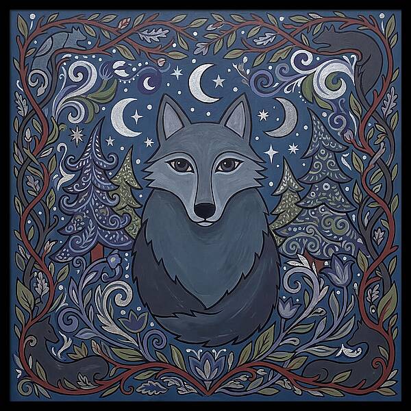 Gray Wolf Folk Art