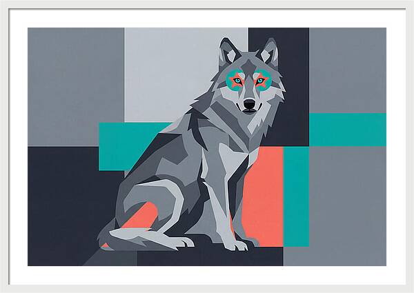 Gray Wolf In Abstract Style