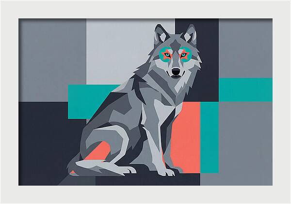 Gray Wolf In Abstract Style