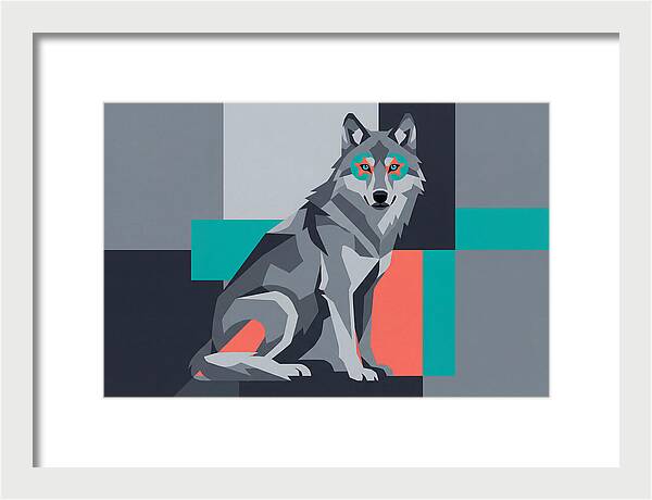 Gray Wolf In Abstract Style