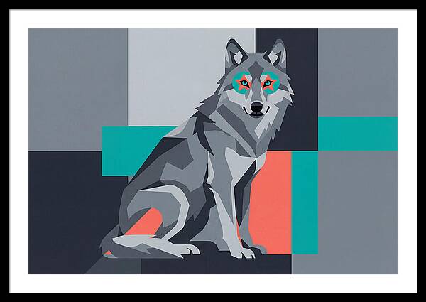 Gray Wolf In Abstract Style