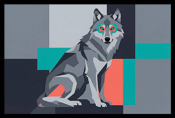 Gray Wolf In Abstract Style