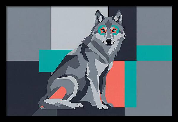 Gray Wolf In Abstract Style