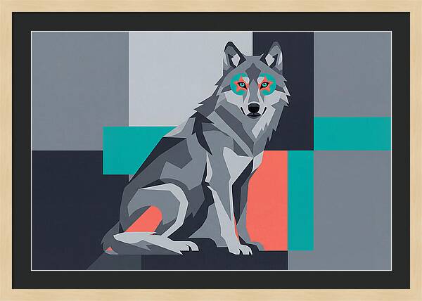Gray Wolf In Abstract Style