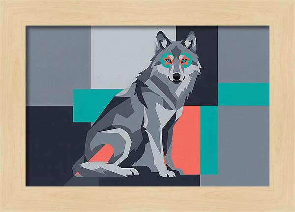 Gray Wolf In Abstract Style