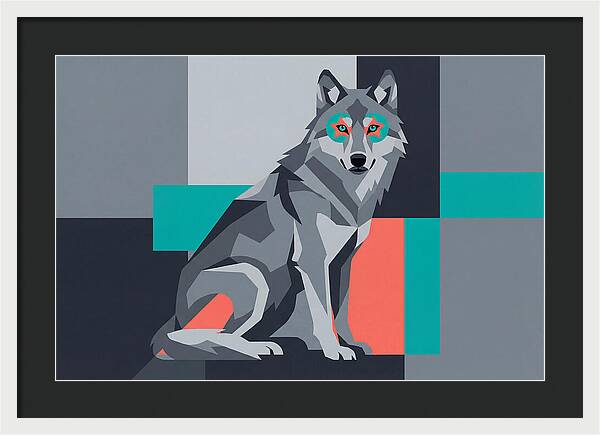 Gray Wolf In Abstract Style