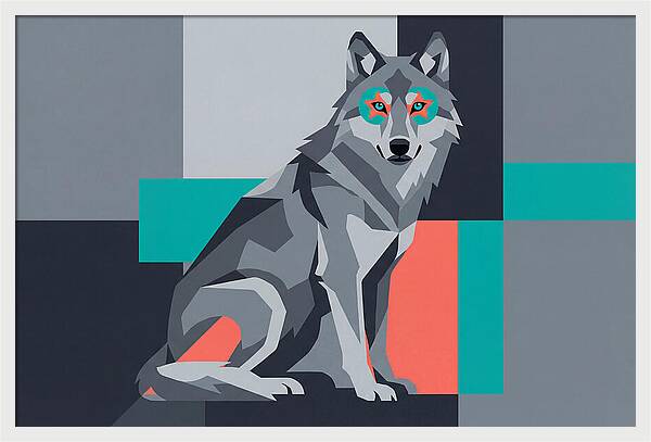 Gray Wolf In Abstract Style