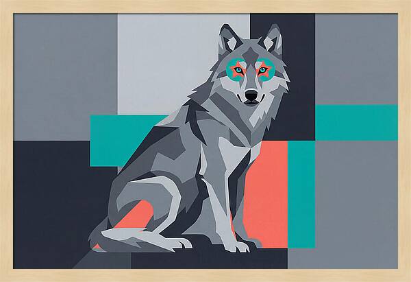 Gray Wolf In Abstract Style