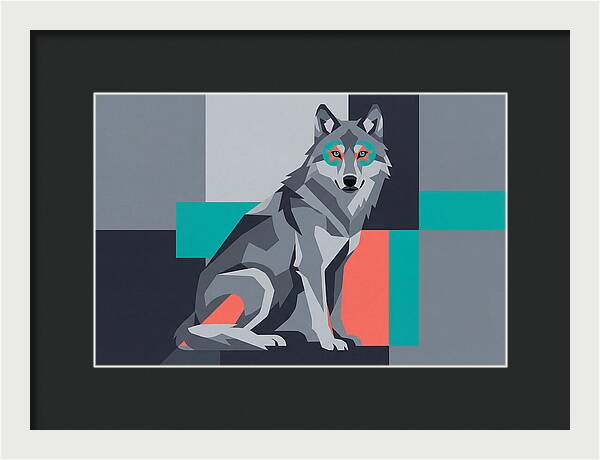 Gray Wolf In Abstract Style
