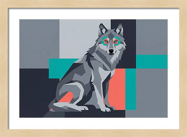 Gray Wolf In Abstract Style