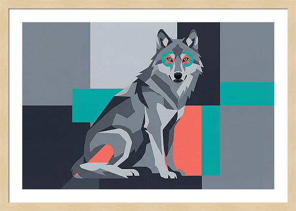 Gray Wolf In Abstract Style