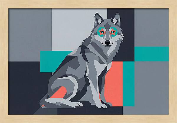 Gray Wolf In Abstract Style