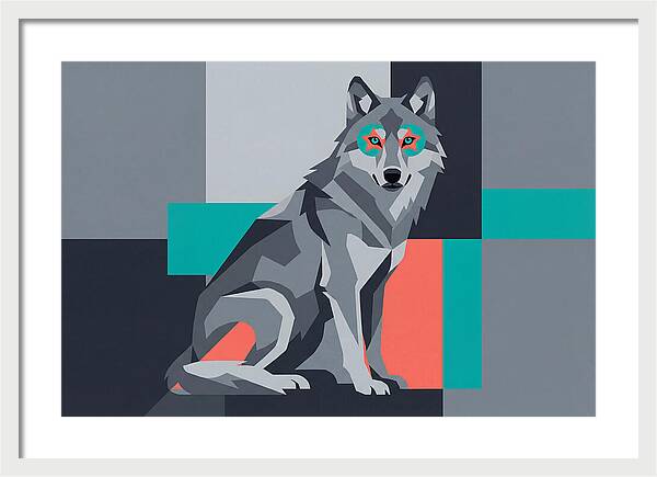 Gray Wolf In Abstract Style