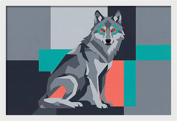 Gray Wolf In Abstract Style