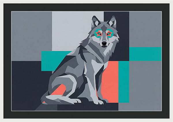 Gray Wolf In Abstract Style