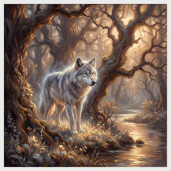 Gray Wolf In Forest