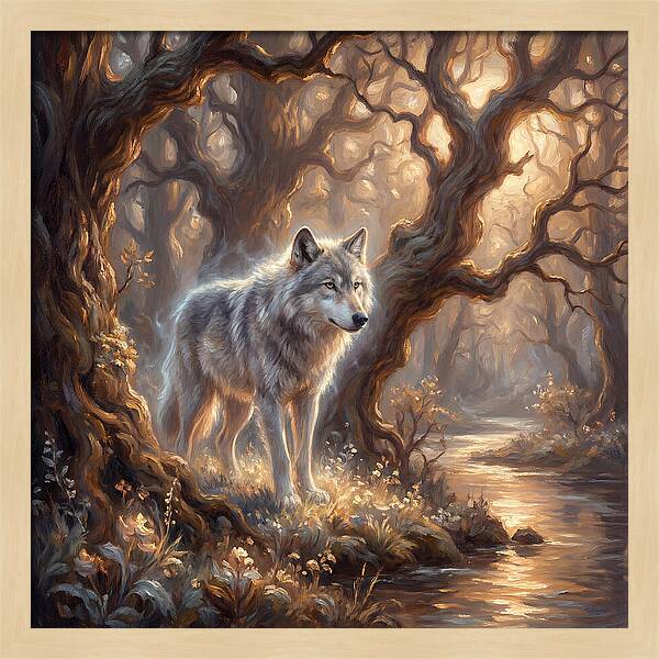 Gray Wolf In Forest